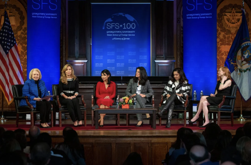 Female Georgetown alumni at SFS 100 discussion.